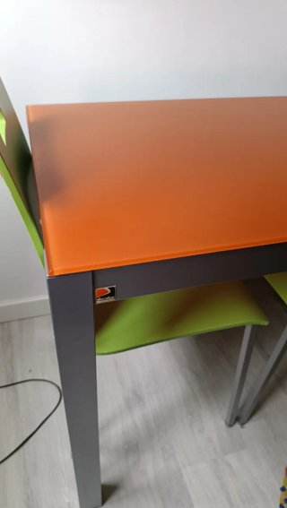 Mesa y 2 Sillas Cocina/Comedor Cristal Naranja