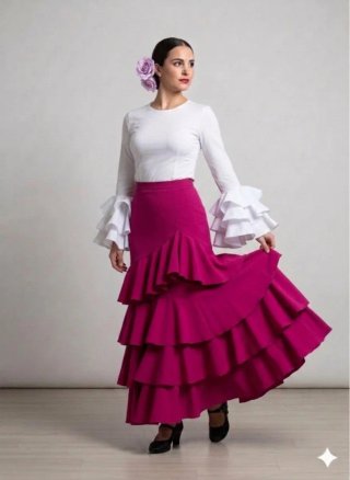 Falda Flamenca Rosa con Volantes