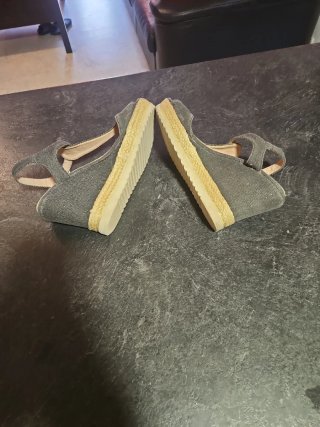 Sandalias de verano tacon alto tela y esparto