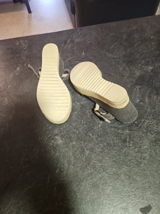 Sandalias de verano tacon alto tela y esparto