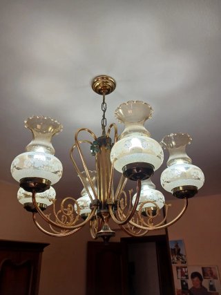 Lámpara de techo dorada cristal