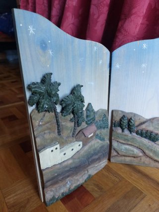 Paisaje Belén 63x28 cm Madera y Resina