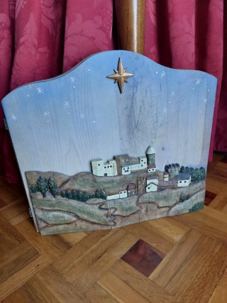 Paisaje Belén 63x28 cm Madera y Resina