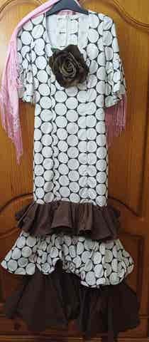 Vestido Flamenca Mujer Lunares Marrón