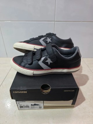 Zapatillas Converse niño velcro negro/plata