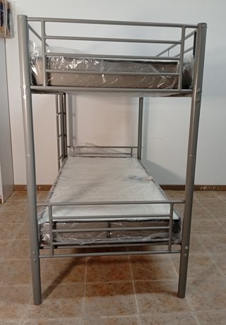 Litera SINGULAR, GRIS + (2)Colchones ¡EN OFERTA!