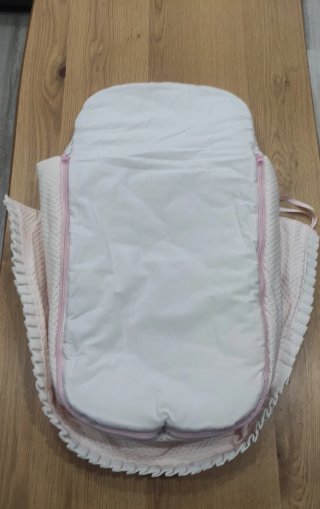 Fodera per seggiolino neonato bianco e rosa con nastri