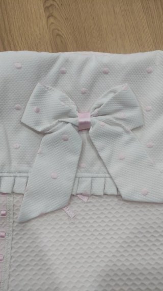 Fodera per seggiolino neonato bianco e rosa con nastri