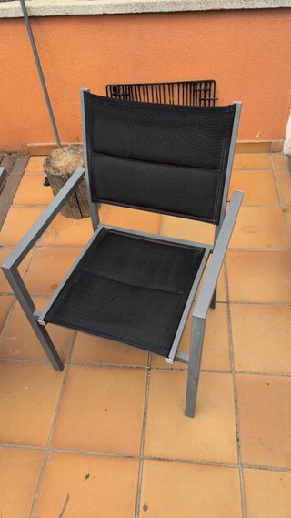 Mesa de jardín extensible cristal y metal y sillas