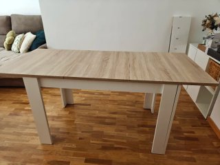 Mesa extensible madera y blanca