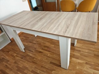 Mesa extensible madera y blanca