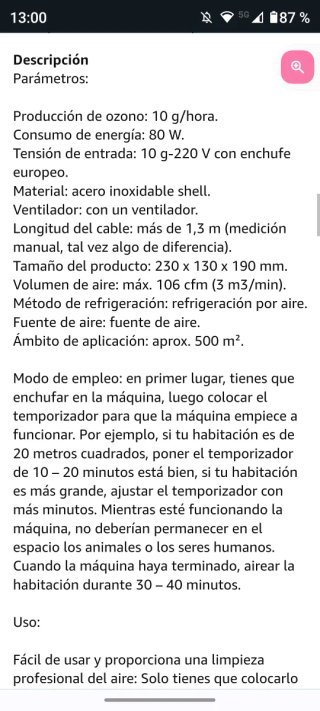 Generador de ozono / Ozonizador