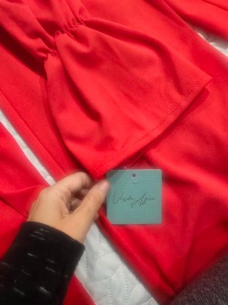Conjunto rojo blusa y pantalón ancho
