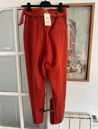 Pantalón Mango pinzas naranja talla 34