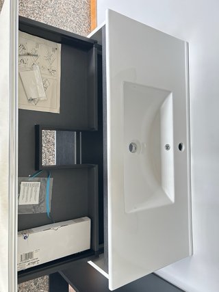 Mueble de baño moderno beige y gris nuevo madera