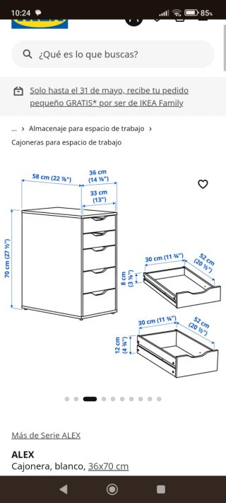 Cajonera ALEX Ikea Blanca