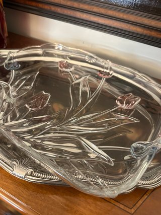 Bandeja Vintage Cristal Tulipanes