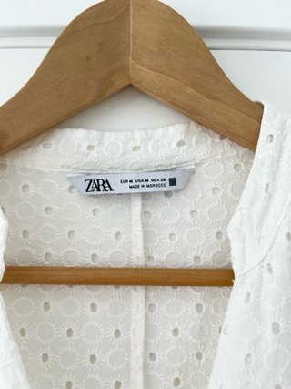 Vestido Blanco Zara Broderie Anglaise Talla M