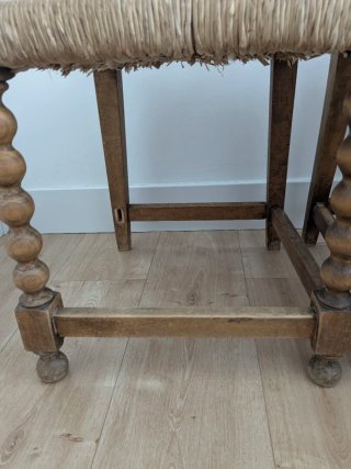 2 sillas rústicas de enea vintage – madera maciza