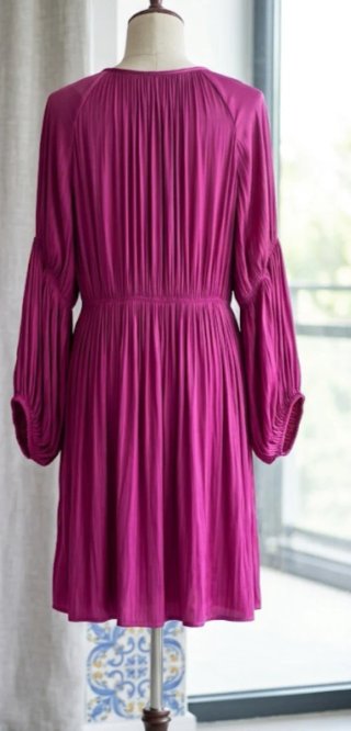 Vestido Sfera Plisado Satinado Morado