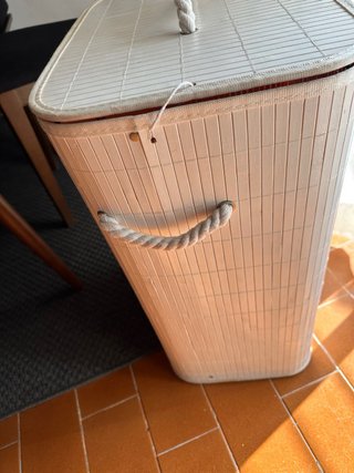 Cesto bambú plegable grande con tapa