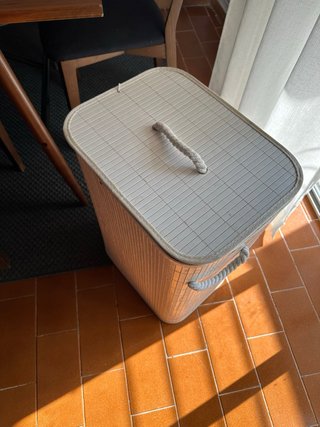 Cesto bambú plegable grande con tapa