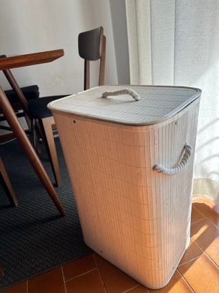 Cesto bambú plegable grande con tapa
