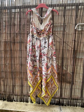 Vestido largo asimétrico estampado talla 36 H&M