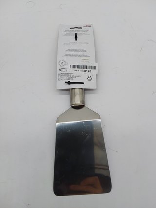 Lacor - 60266 - Espátula Acodada BBQ, Acero Inoxidable, Mango Ergonómico, Apto para Lavavajillas, 28 cm, Inox