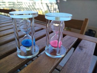 Due Clessidre Blu e Rosa  in Cristallo