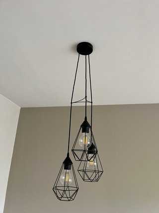 Lámpara colgante triple negra + bombillas