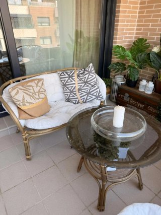 Conjunto Terraza Ratán Mesa Cristal