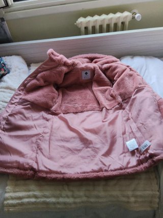 (Negociable) Abrigo rosa con pelo