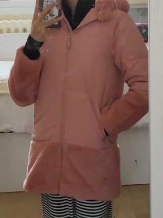 (Negociable) Abrigo rosa con pelo