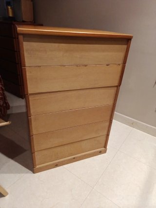 Cómoda 6 cajones madera pino