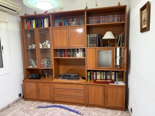 Mueble Biblioteca Madera y Cristal