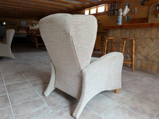Sillón relax reclinable beige - Recién tapizado