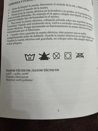 Manta eléctrica 130x180 3 niveles temperatura