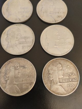9 Monedas 1 Peso 1934 y 1935