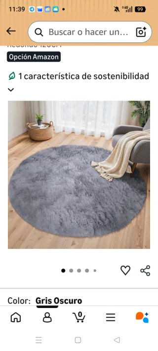 Alfombra Redonda Gris Oscuro 120cm BEIMO.
