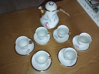 Juego de té/café porcelana oro y blanco