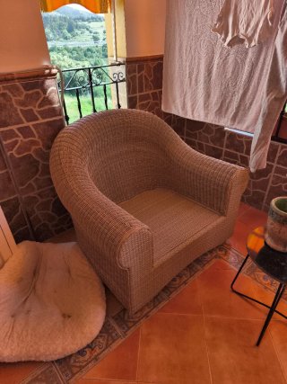 Dos sillones de ratán sintético beige