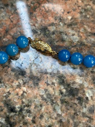 Collana Perle Blu Apatite con Chiusura argento