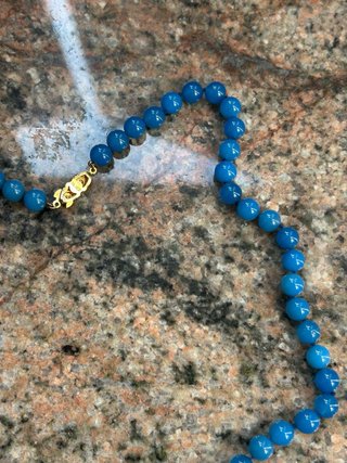 Collana Perle Blu Apatite con Chiusura argento