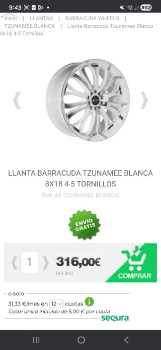 Llantas barracudas tzunamee r18 5x110 5x112