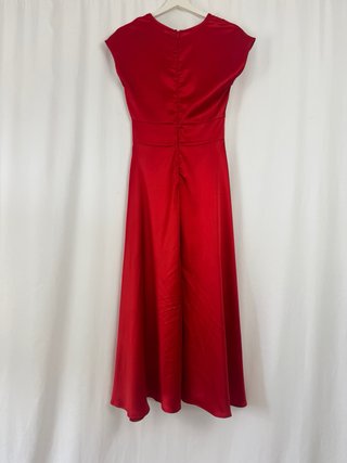 Vestido satinado rojo Retro Stage