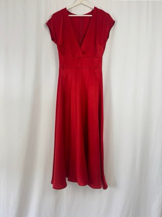 Vestido satinado rojo Retro Stage