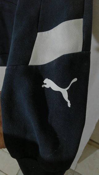 Felpa primaverile Puma con cappuccio blu e bianca