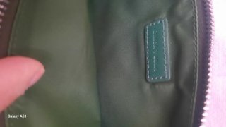 Bolso verde con logo de galgo