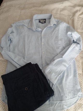 Camisa Casual Friday Rayas Azules Talla XL